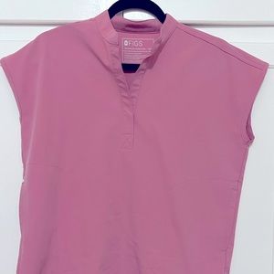 FIGS Chalk Pink XXS Mandarin Collar Scrub Top